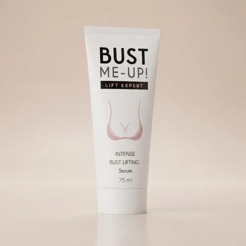 Tuba Bust Me-Up Lift Expert, serum do biustu 75 ml, na beżowym tle